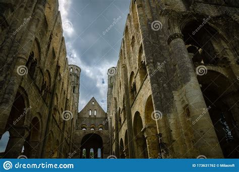 The Ruins Of Jumieges Abbey Are An Impressive Tourist Attraction In