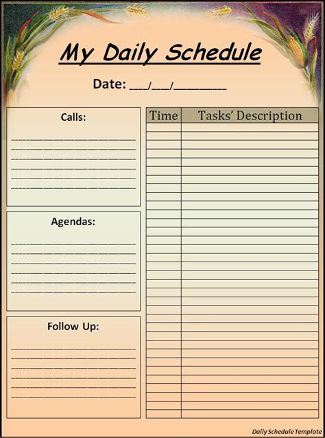 Daily Schedule Templates 18 Free Printable Word Excel And Pdf