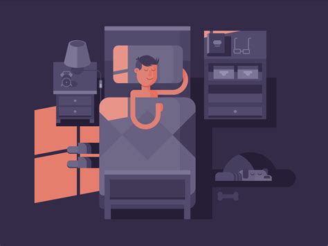 Man Sleep In Bed Flat Illustration Kit8