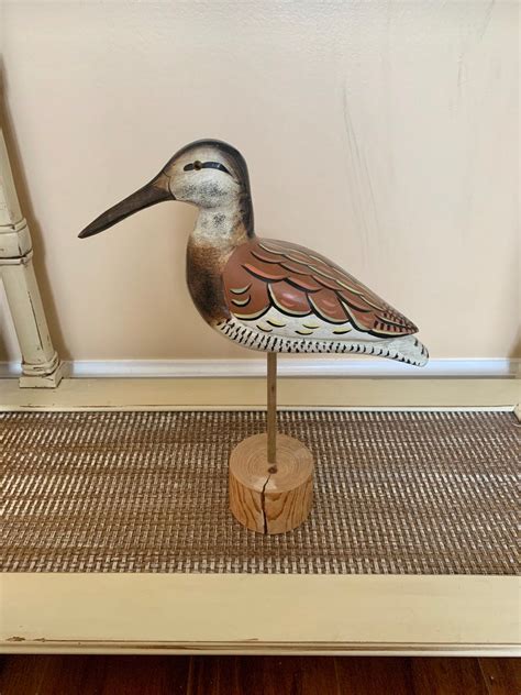 Hand Carved Wood Shorebird Statue Vintage Bird Decoy On Etsy Hand