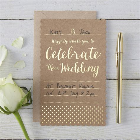 Brown Kraft And Gold Foiled Wedding Invitations By Ginger Ray