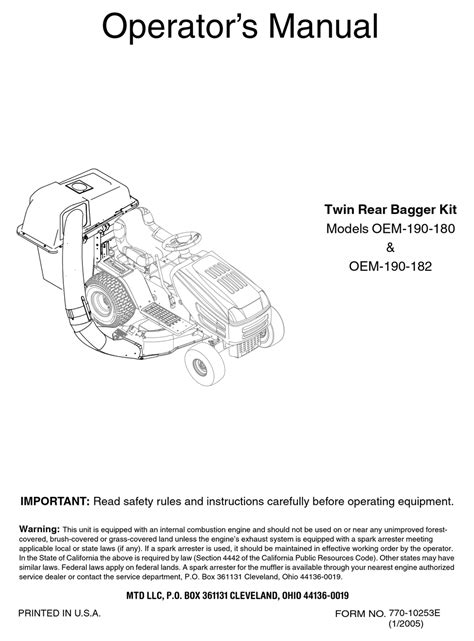 Mtd Oem 190 180 Operators Manual Pdf Download Manualslib