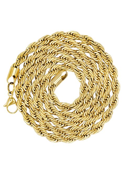14k Gold Mens Chain Solid Rope