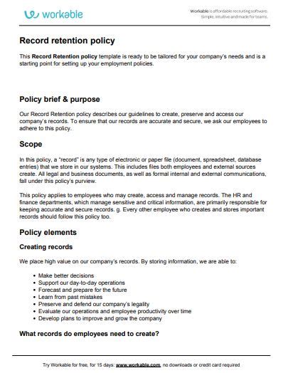 Gdpr Data Retention Policy Template Free Printable Templates