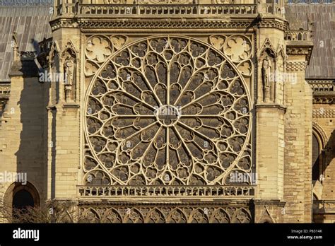 Ornate Rosette Window Detail Of The Gothic Architecture Of The