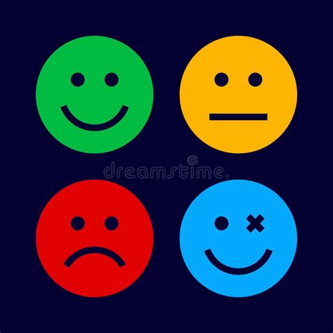 Emoticon Icons Emotion Faces Colourful Icons Smiles Set Stock