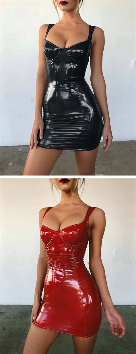 Backless Club Party Dress Sexy Latex Dress Women Solid Wet Look Latex Bodycon Mini Micro Dresses
