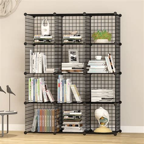 New 12 Cube Wire Grid Organizer Bookcase Storage Cabinet Closet S3019