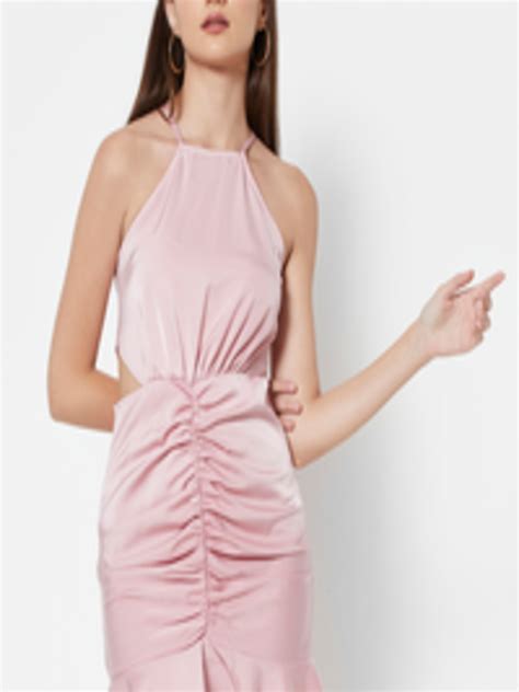 Buy Urbanic Pink Ruched Sheath Mini Dress With Side Cut Outs Dresses