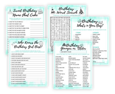 15 Printable Birthday Party Games Mint Printables Depot