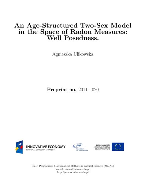 Pdf An Age Structured Two Sex Model In The Space Of Radon Measures Well Posedness