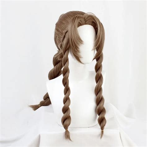 Final Fantasy Vii Aerith Gainsborough Wig Women Brown Long Curly
