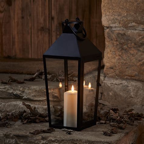 Cairns Medium Black Garden Lantern With Truglow Candle Uk