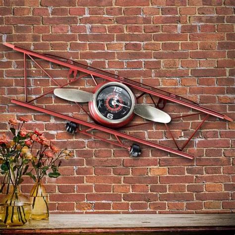 Creative American Retro Airplane Wall Clock Living Room Art Decorative