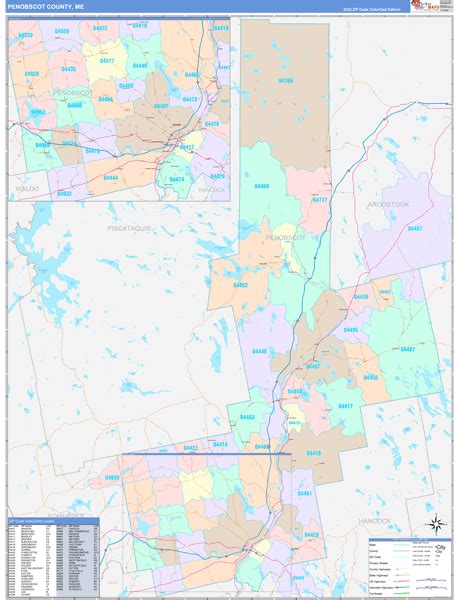 Penobscot County Me Wall Map Color Cast Style By Marketmaps Mapsales