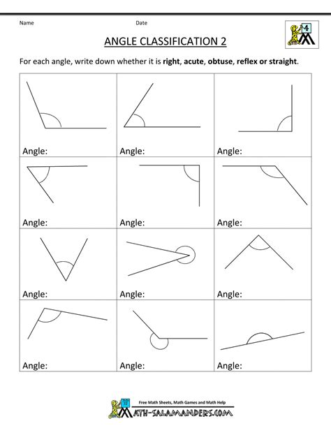 Naming Angles Worksheet 5th Grade