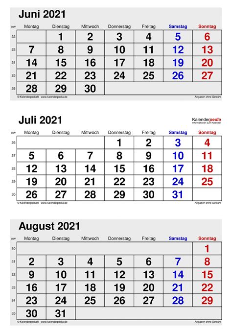 Get Kalender Juni Juli August 2021 Best Calendar Example