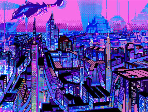 City Grid Paint Vaporwave Pixel Art Vaporwave Wallpaper