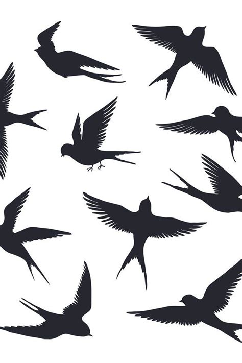 Flying Birds Silhouette Flock Of Swallows Sea Gull Or Mari 878269
