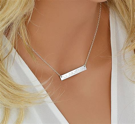Sterling Silver Bar Necklace Personalized Bar Necklace Etsy