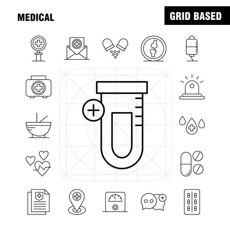 Medical Line Icons Set For Infographics Mobile Uxui Kit And Print