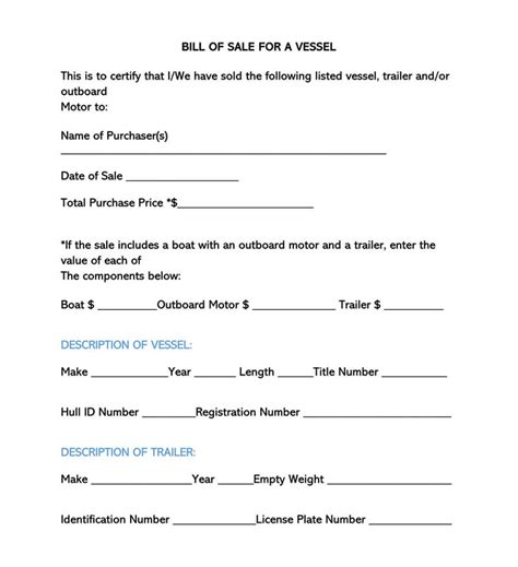 Free Boat Vessel Bill Of Sale Forms How To Fill Pdf