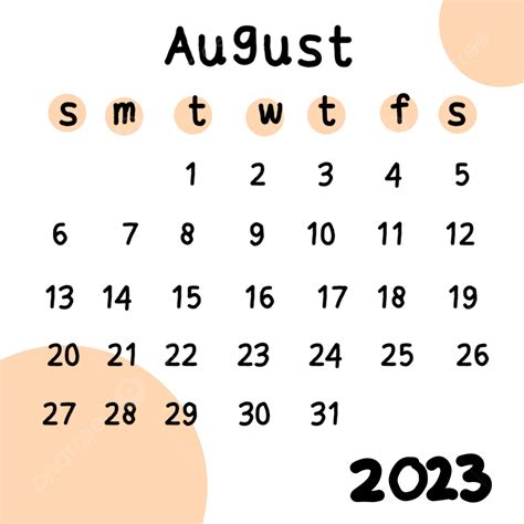 August 2023 Calendar Png Image Calendar August 2023 With Background