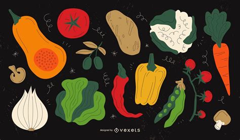 Vegetables Illustrations Set Vector Download