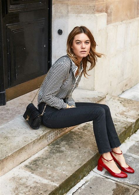 Pin By Emily Morris On Camille Rowe Pourcheresse Red Shoes Outfit