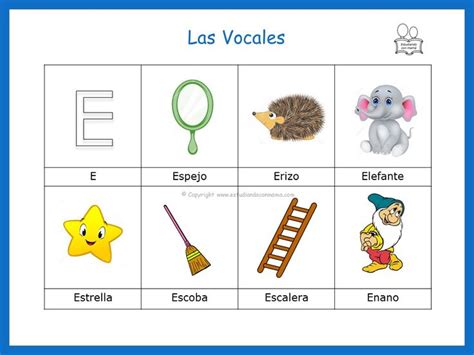 Palabras Que Inician Con La Vocal E Vocales Spanish Language Pre
