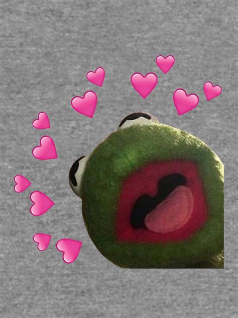 Kermit Heart Meme Lightweight Sweatshirt By Queentones