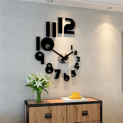 2019 New Diy Large Wall Clock Modern Design Silent Quartz Watch Sticker 3d Living Room Home