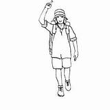 Coloring Hiker Woman Hitchhiker Sheet Template sketch template
