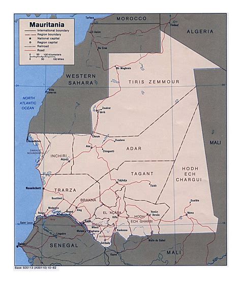 Detailed Political And Administrative Map Of Mauritania With Roads