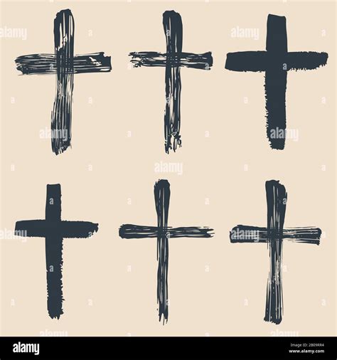 Grunge Religious Baptism Christian Crosses Crucifix Symbols Vector