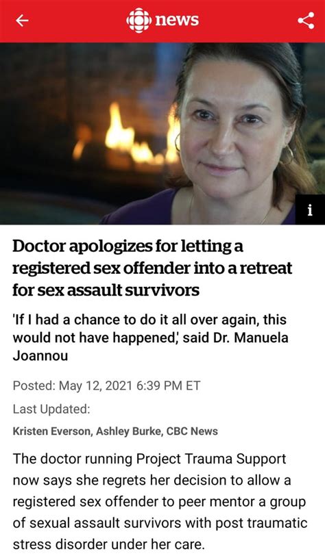 doctor apologizes for letting a registered sex offender into a retreat for sex assault survivors