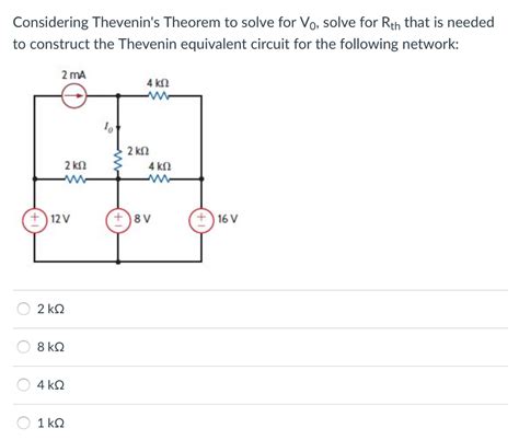 Solved Considering Thevenins Theorem To Solve For Vo Solve