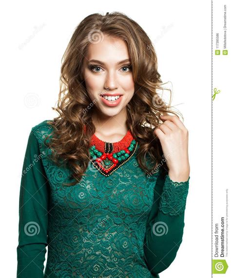 Beautiful Woman With Cute Smile Isolated On White Stock Photo Image