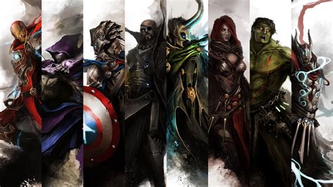 Wallpaper Thor Iron Man Hulk Captain America The Avengers Black