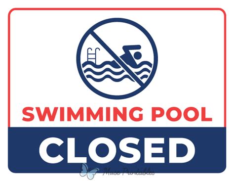 Printable Swimming Pool Closed Sign