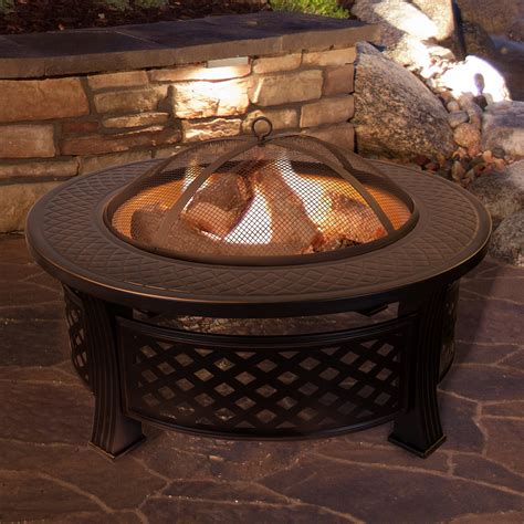 Patio Lawn And Garden Roswita Steel Wood Burning Fire Pit Outdoor Wood Burning Fire Pit Geometric