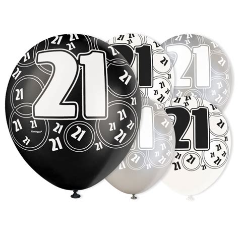 Black Glitz 21st Birthday Biodegradable Latex Balloons 12 Inches