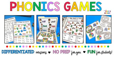Phonics Games For Kindergarten And First Grade Free Printables