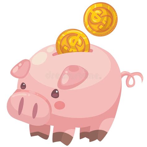 Cute Cartoon Piggy Bank With Coins Stock Vector Image 56869471