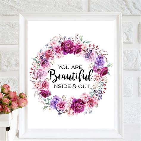 You Are Beautiful Inside And Out Printable Girl Wall Art Etsy