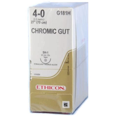 Ethicon 4 0 X 27 Chromic Gut Suture With Sh 1 Needle 36box