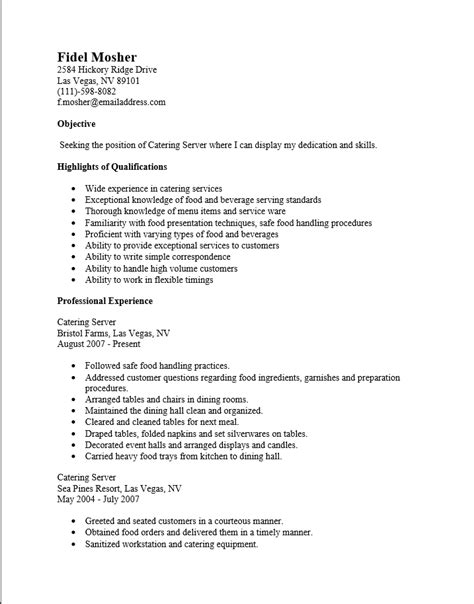 Catering Services Resume Samples 6 Food Service Resume Templates Pdf