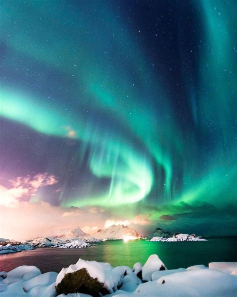 Aurora Borealis In Lofoten Norway Aurora Borealis Northern Lights