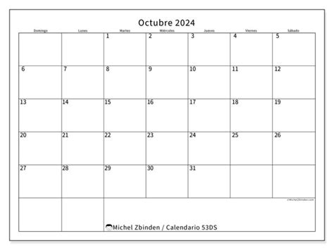 Calendario Octubre 2024 Oficina Ds Michel Zbinden Sv