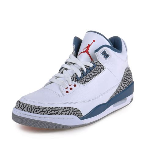 Air Jordan Nike Mens Air Jordan 3 Retro True Blue Whitetrue Blue